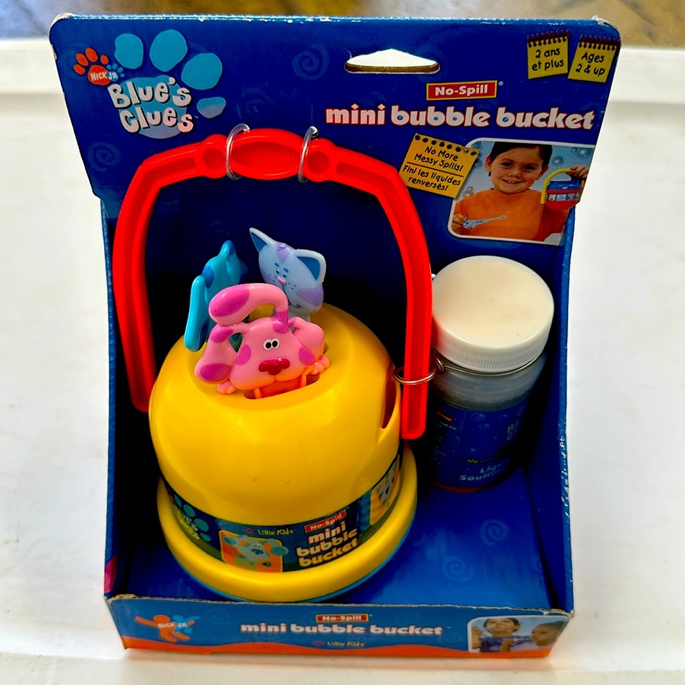 Rare Vintage Blue’s Clues No Spill Mini Bubble Bucket w/ Bubbles Nick Jr. 2003
